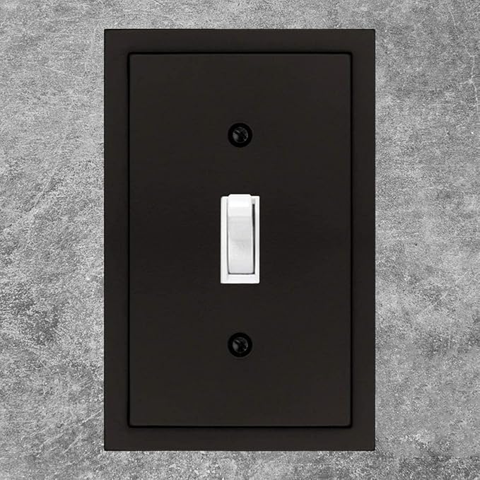Henne Bery Modern Edge Decorative Wall Plate Switch Plate Outlet Cover, Durable Solid Zinc Alloy (Single Toggle 2PK, Matte Black)
