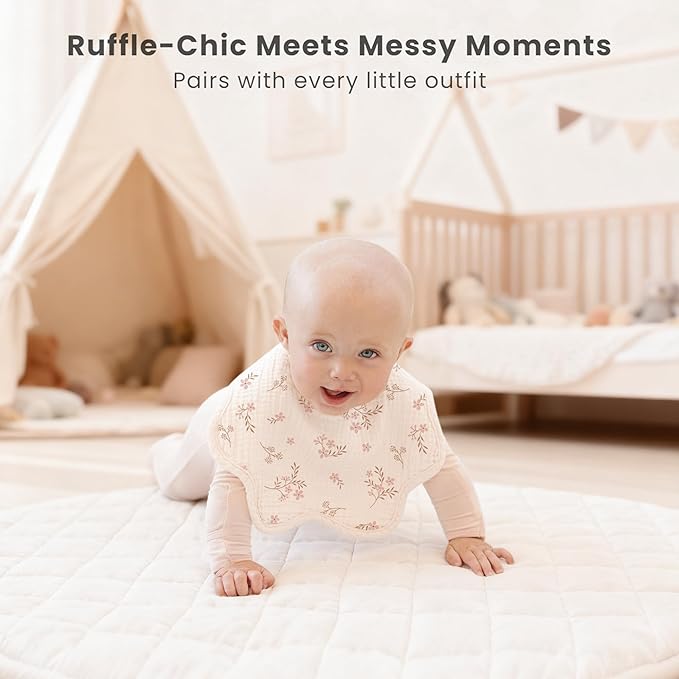 Konssy Muslin Baby Bibs 8 Pack, 100% Cotton Absorbent Bandana Drool Bibs for Teething and Drooling for Unisex Boys and Girls