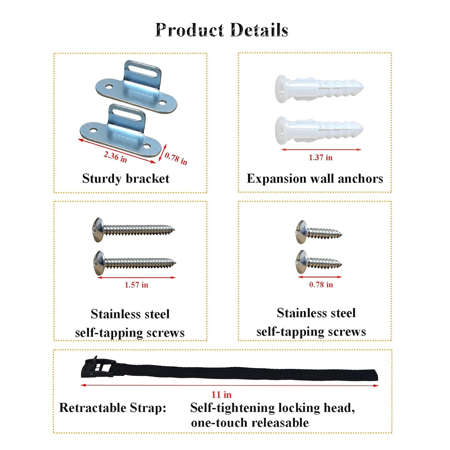 Anti Tip Furniture Anchors,(4 Sets) Adjustable Child Safety Anchors – Earthquake Proof & Baby Proofing Kit for Securing Dressers, TV Stands, Cabinets, Bookshelves.