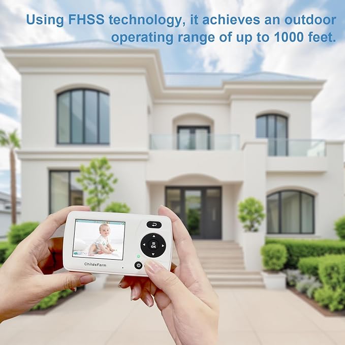 ChildsFarm Baby Monitor with Camera and Audio, Portable Travel Baby Monitor with Screen, Baby Camera Monitor No WiFi, Night Vision, VOX Mode, 1000ft Long Range, Baby Safety Monitor