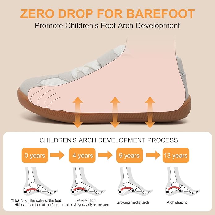 Toddler Wide Toe Box Shoes Zero Drop Minimalist Sneakers for Toddler/Little Kid Barefoot Slip on Tennis Shoes for Kids Boys Girls
