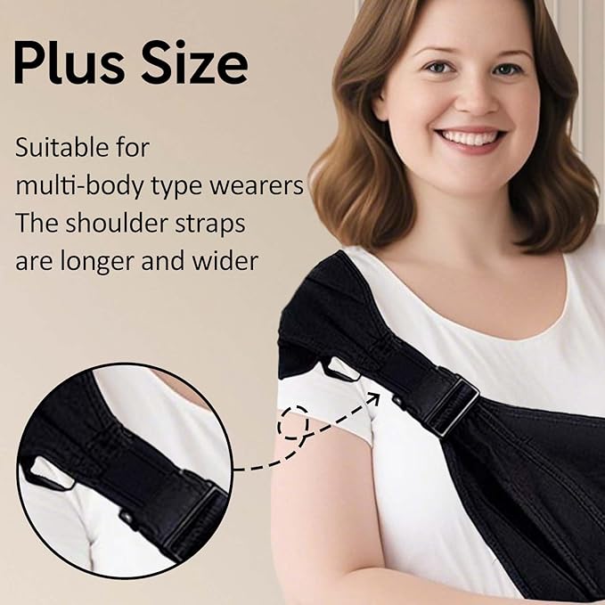 Plus Size Baby Sling Carrier - Baby Carrier Extended Adjustable Design for Larger Kids, Breathable Anti-Slip Support up to 45 lbs, ASTM Certified (Plus-Black)