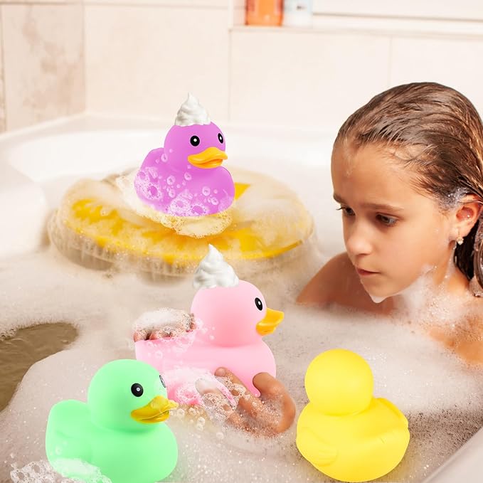Deekin 6 Pcs 5 Inch Multicolor Large Rubber Duck Assortment Toy Duckies Bulk Gaint Squeak Rubber Duckies for Kid Baby Bath Shower Pool Classroom Summer Beach Activity