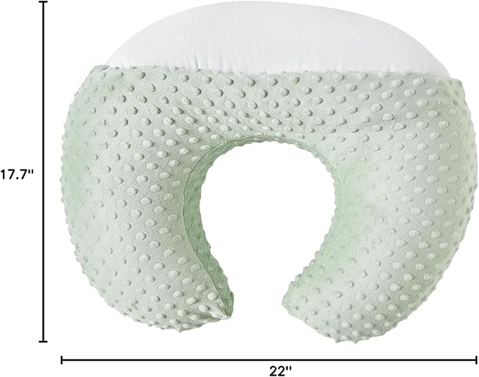 Nursing Pillow and Positioner Breastfeeding and Bottle Feeding, Propping Baby, Tummy Time, Sitting Support, with Removable Polyester Cover, dots Fabric, for Baby Boy Girl(Bay)