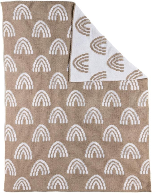Living Textiles Chenille Knitted Blanket - Taupe Rainbow
