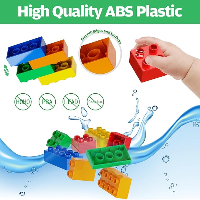 Building Blocks for Toddler (126Pcs) Stacking Toys with 4 Cars, Learning and STEM Fun Montessori Toys, Educational Blocks Age 3+ for Kids Boys & Girls Birthday, Compatible with All Major Brands