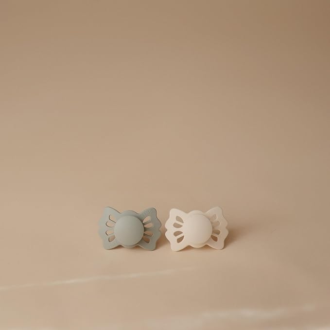 FRIGG Lucky Symmetrical SilkySoft Silicone Baby Pacifier | Made in Denmark | BPA-Free (Cream/Sage, 0-6 Months)