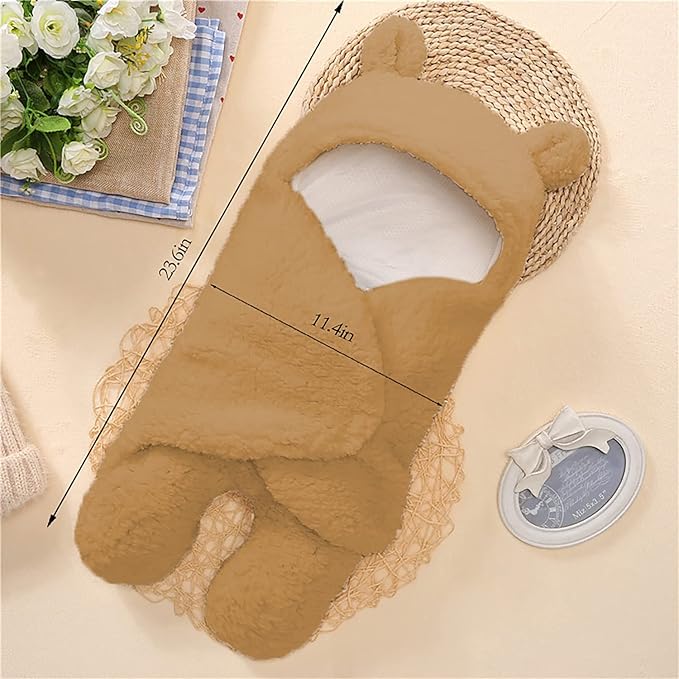 Baby Swaddle Blanket Boys Girls Cute Bear Plush Essential Receiving Blanket Ultra-Soft Newborn Registry Sleeping Wraps for Infant 0-6 Months - Brown