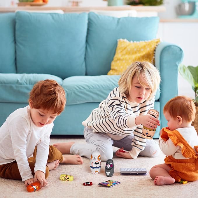 Russian Nesting Dolls, 5 Pcs 6 "Tall Animal Nesting Easter Eggs Toys, Stacking Wooden Handmade Matryoshka Dolls for Kids Toddlers Birthday or Home Decoration Gift (Cute Dog)