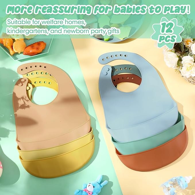 Mepase Silicone Bibs Waterproof Silicone Baby Bibs Soft Adjustable Baby Feeding Unisex Kid Eating Supplies