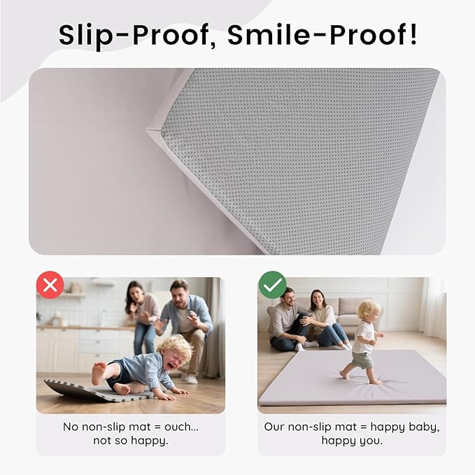 INNO STAGE Baby Play Mat 50x50 Inches, 1-Inch Thick Foam Play Mat for Babies & Kids – Extra Soft & Durable Padded Baby Mat for Floor, Non-Slip Crawling Mat for Playpen, Tummy Time, Yoga & Playroom