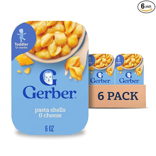 Gerber Mealtime for Toddler Pasta Shells & Cheese, 6 Ounce (Pack of 6)