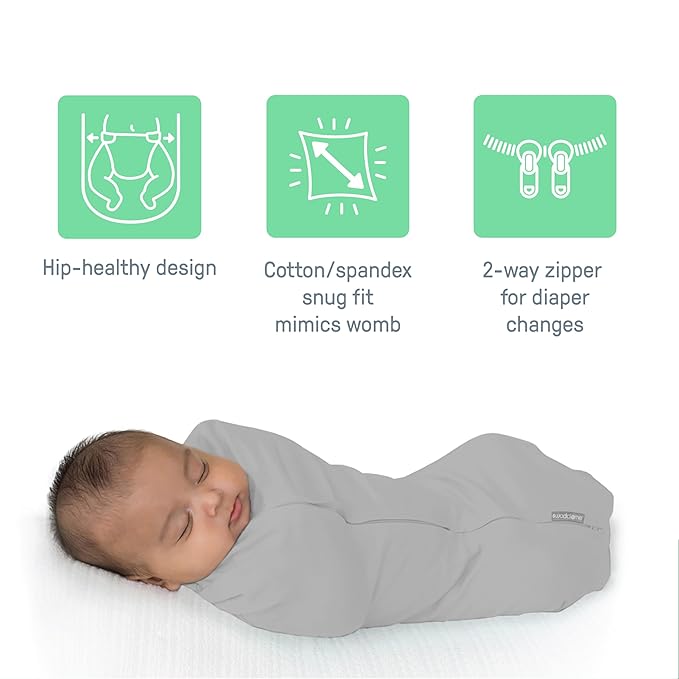 SwaddleMe by Ingenuity Compression Baby Swaddle Pod, Two-Way Zipper for Easy Diaper Changes, Improves Sleep & Calms Startle Reflex, 0-2 Months, 1.0 TOG, 2-Pack - Dino Jam