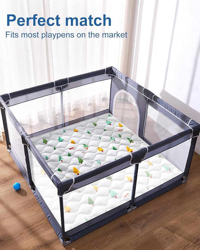 Odorless Premium Foam Baby Play Mat, Soft Microfiber Fabric Crawling Mat for Floor- Comfortable and Hypoallergenic, Non-Slip Cushioned Floor Playpen mat for Infants,Babies,Toddlers