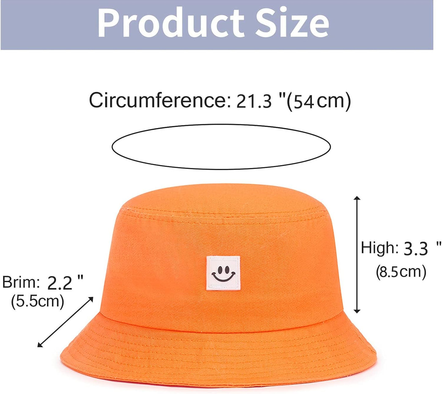 Kids Sun Hat Smile Face Bucket Hat for Girls Boys Summer Sun Protection Cotton Unisex Beach Cap