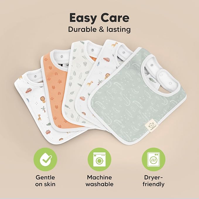 KeaBabies 8-Pack Organic Baby Bibs for Boys, Girls - Super Absorbent Cotton Drool Bibs for Baby Girl & Boy, Teething Toddler, Drooling Newborn, Ultra Soft & Machine Washable (Wilderness)