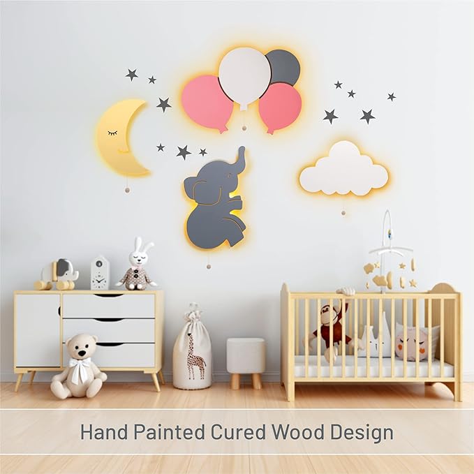 Lumipets Cloud Nursery Decor, Cloud Night Light, Kids Wall Light, Battery Operated LED Lights for Bedroom, Lightweight Nursery Lighting, Light for Babies, Toddlers, Kids - 17.7 x 11.2 x 1.5-in