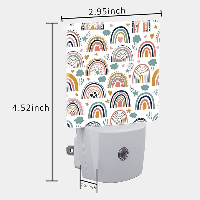 Night Light for Kids Girls Boys, Cute Boho Rainbows LED Night Light Plug into Wall with Dusk to Dawn Sensor for Room Decor, Hallway, Kitchen, Bathroom, Nursery, Stairs