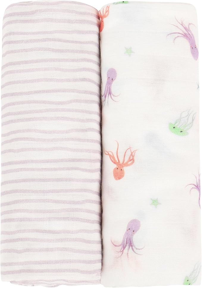Muslin Baby Swaddle - Breathable Receiving Blankets for Newborn Baby, 70% Viscose derived from Bamboo, 30% Spandex, Imported