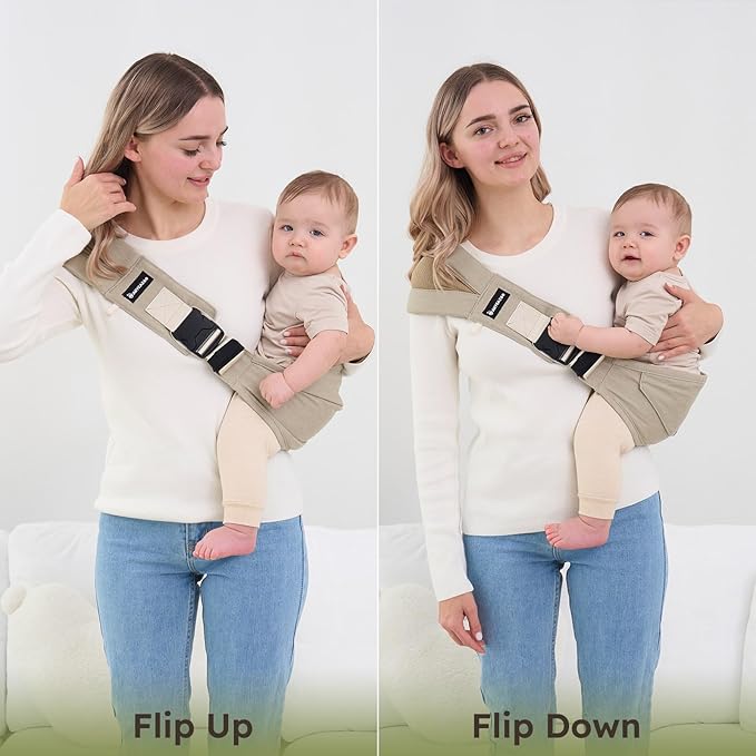 Toddler Sling Carrier - Premium Cotton, Expandable & Ergonomic, One Size Fits All, Ideal for 6-48 Months (11-44 lbs), Compact & Easy to Use, Green Check