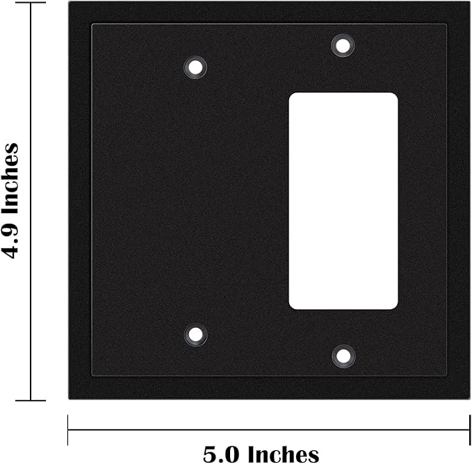 Modern Edge Decorative Wall Plate Switch Plate Outlet Cover, Durable Solid Zinc Alloy (Blank/Decorator, Matte Black)