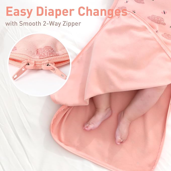 Premium Soft Cotton Swaddle Blanket Sleep Sack Arms Up 2 Packs 6-12 Months, Hands Up 3-Way Transitions to Arms-Free Wearable Sleeping Sack Bag for Babies Boys Girls Snug Fit Calms Startle Reflex