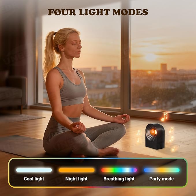 UNEEDE White Noise Sound Machine with Bluetooth Functionality, Night Light, Portable Bluetooth Speaker with Noise Canceling for Office & Sleeping, Meditation, Gathering (Black)