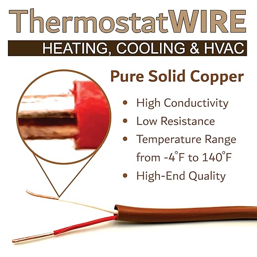 18/2 100Ft. NATIONAL Wire&Cable Thermostat Doorbell HVAC Heating Control Professional Cable Wire - Made in USA - 100% Solid Copper Conductors, CL2 ETL Listed, Low Voltage Applications Use