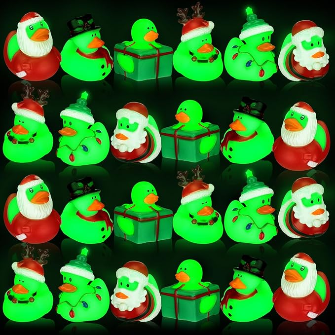 Honoson 36 Pcs Rubber Duck in Bulk Mini Toy Rubber Duck for Bath Birthday Gifts Shower Party Favors Decoration(Glow Holiday)