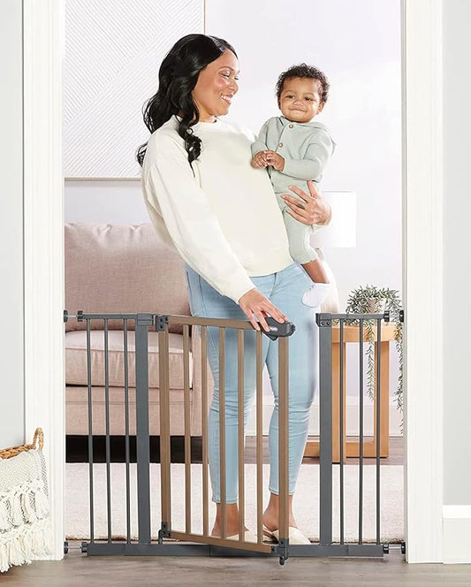 Regalo Insight™ Baby Safety Gate, Includes Clear Door, Extension Kit, Pressure Mount Kit, Wall Cups and Mounting Kit