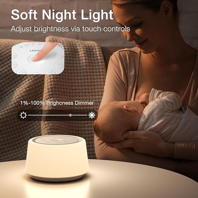 White Noise Sound Machine | Sound Machine for Baby Rechargeable | 30 Soothing Sounds | 10 Colors Night Light | White Noise Machine for Sleep Baby Adults Portable Sound Machine for Home Travel