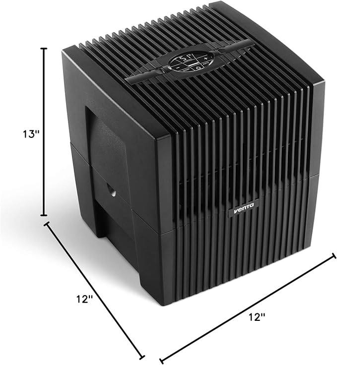 Venta LW25 Comfort Plus Humidifier in Black - Filter-Free Evaporative Humidifier for Spaces up to 485 ft²