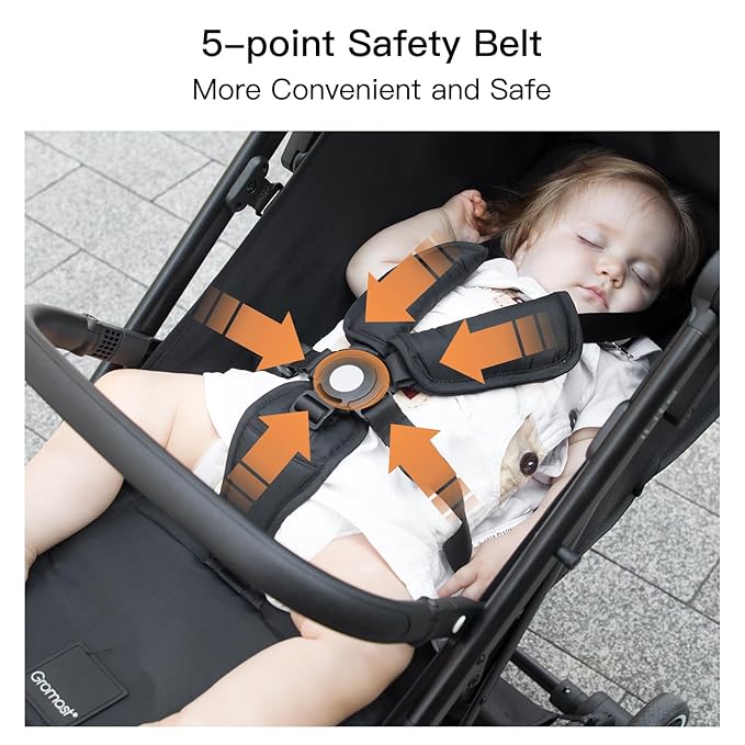 Compact Fold Baby Stroller, Lightweight Travel Toddler Stroller with One-Click Fold, Extendable UPF50+ Canopy, Cup Holder, UV Protected and Waterproof, One-Hand Folding - Blue