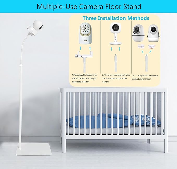 GUCHO Baby Monitor Mount Floor Stand Holder Compatible with Hello Baby,Infant Optics DXR-8 Pro,Nanit Pro,UKSUP,Vtech,OKAIDI Baby Monitor, Adjustable Universal Baby Monitor Mount