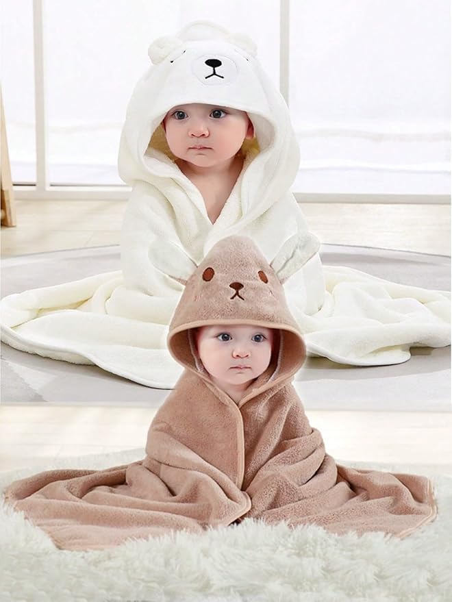 Hooded Baby Towels, 2 Packs Premium Soft Baby Bath Towels with Hood for Babies, Toddler, Infant - Ultra Absorbent, Baby Stuff Shower as Best Gifts for Boys and Girls (2Pack)