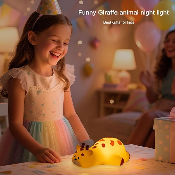 DREAMING MY DREAM Cute Giraffe Night Light for Kids,3 Levels Dimmable Bedside Touch Lamp Rechargeable Squishy Nursery lightwith 30min Timmer Function, Baby Kids Room Decor, Gifts for Girls boy
