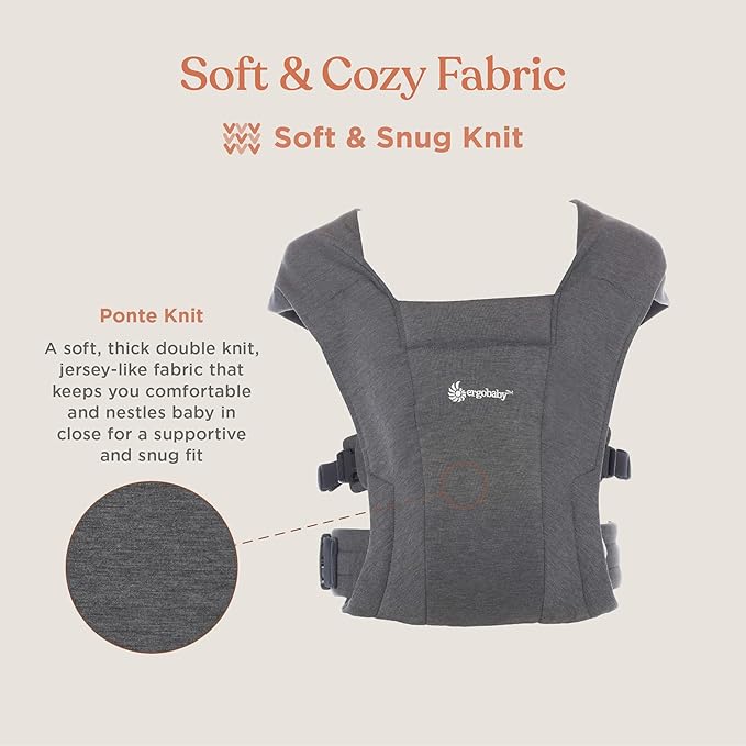 Ergobaby Embrace Baby Carrier Newborn to Toddler - Lightweight Ergonomic Baby Carriers - Cozy Essentials (7-25 Pounds), Soft Air Mesh, Washed Black