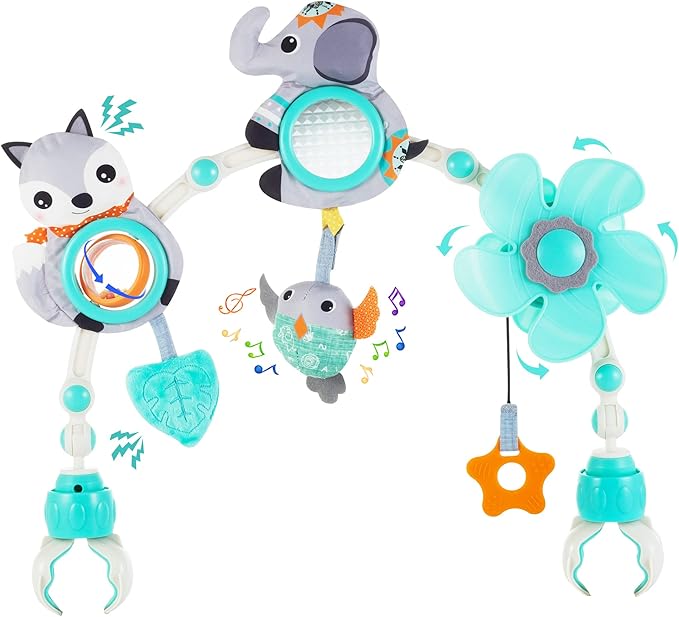 Adjustable Arch Bassinet Toys for Infant & Toddlers, Stroller Arch, Baby Crib Toys with Fascinating Hanging for Stimulating Baby’s Senses and Developing Motor Skills
