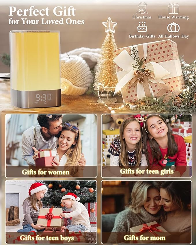 Sound Machine White Noise Machine with 32 Soothing Sounds, Bluetooth Speaker, Alarm Clocks for Bedrooms with Wake up Light, Night Light for Kids, App Control Birthday Gifts for Women, Teen Girls, Boys