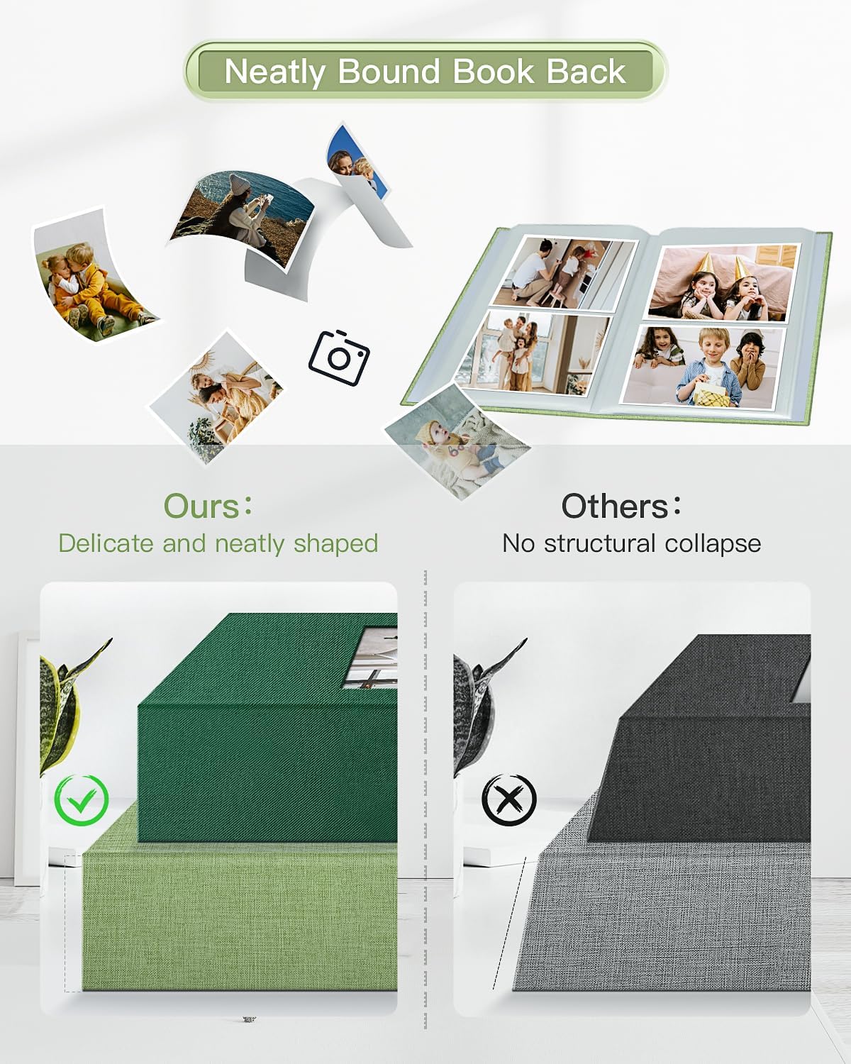 popotop Photo Album 4x6-200 Photos Photo Books with 200 Horizontal Pockets,Linen Cover Albums for Family Wedding Anniversary Baby Vacation Pictures