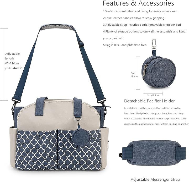 Lmbabter Diaper Bag Tote with Changing Station Upgrade Multi-Function Baby Bag with Adjustable Shoulder Strap