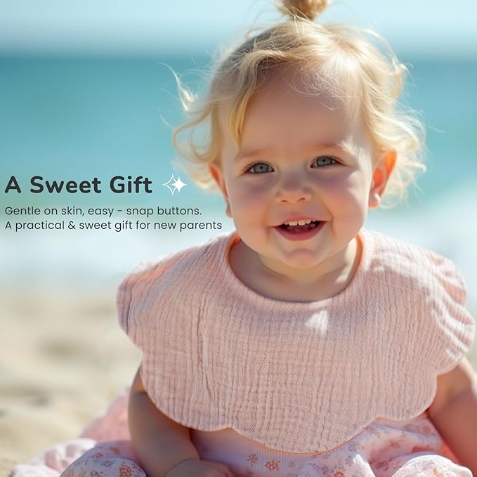 EllieHouse Baby Bibs for Girls Boys 8 Pack Muslin Drool Teeth Drooling Teething Bibs Muslin Cotton for Toddler Infant