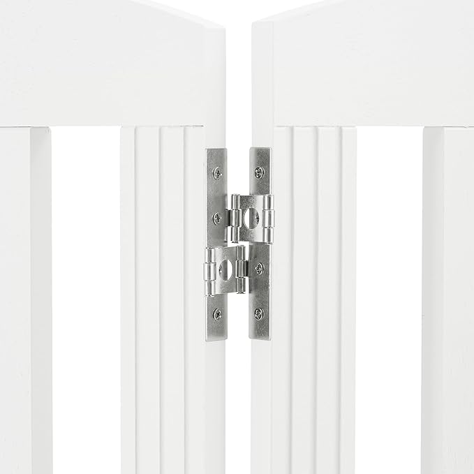 SPIRICH 96" Extra Wide 28" Tall Wooden Freestanding Foldable Dog Gate, Pet Gate Indoor, 4 Panels, White