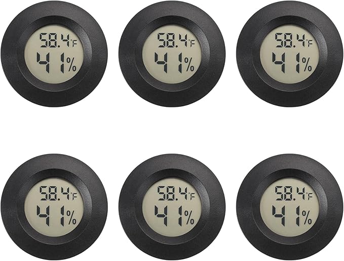 Mini Hygrometer Digital Thermometer Humidity Meter 6 Pack Hygrometer Thermometers Indoor/Outdoor Humidity Monitor Reptile Thermometer for Humidors Greenhouse Garden Cellar Fahrenheit(℉)/ Celsius(℃)