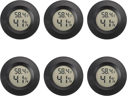 Mini Hygrometer Digital Thermometer Humidity Meter 6 Pack Hygrometer Thermometers Indoor/Outdoor Humidity Monitor Reptile Thermometer for Humidors Greenhouse Garden Cellar Fahrenheit(℉)/ Celsius(℃)