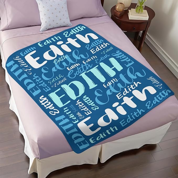 Personalized Custom Baby Blanket with Name for Girls Boys Kids Customized Flannel Blanket for Bed Nursery Room Baby Stroller