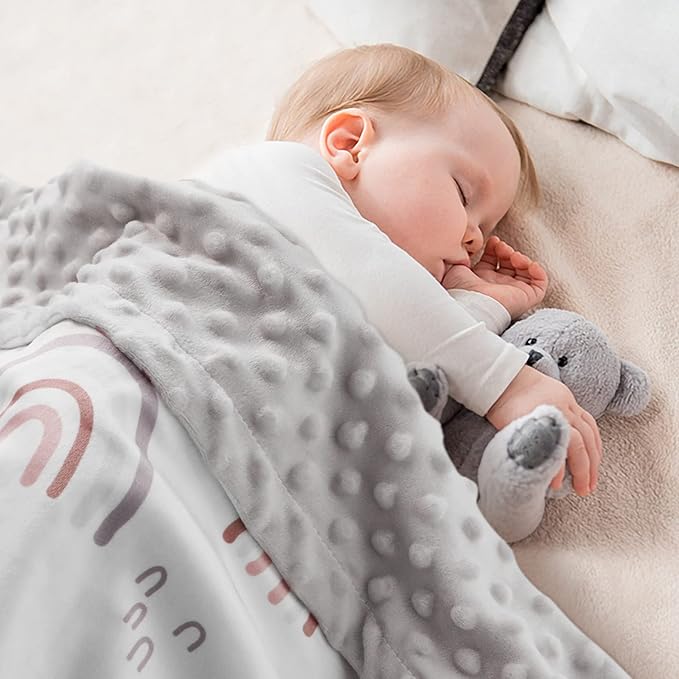 Baby Blankets for Girls, Rainbow Super Soft Nursery Minky Blanket for Newborn Baby, Double Layer with Dotted Backing, Essentials Receiving Bed Throw Blanket Stroller Crib Shower Gifts, 30 x 40 Inch