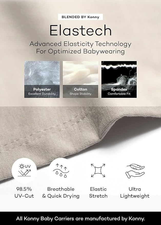 Konny Baby Carrier Flex SoftBreeze with Head Support - Adjustable, Easy to Wear Baby Wrap Sling, Perfect for Newborn Babies Essentials up to 44 lbs (M-4XL) - Beige