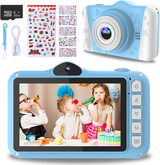 Kids Camera, 12MP Children's Camera for Boys and Girls, 1080P Rechargeable No Games Camera for Kids 3-12 Years Old with 32GB TF Card, USB Charging 8X Zoom.