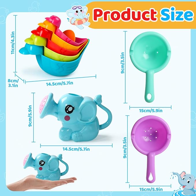 Fajiabao Baby Bath Toys for Kids Ages 1-3 8 PCS Toddler Bath Toys Mold Free with Floating Ducks & Water Toys in Bathtub for 1 2 3 4 5 6 Christmas Birthday Gifts